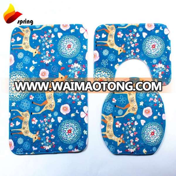 2019 New Design New Printed PVC Mesh Anti Slip Bath Mat Set for Bathroom